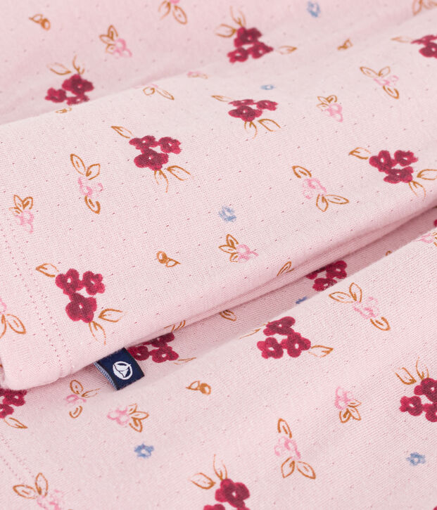 Vestido infantil de manga larga de algod&oacute;n rosa/multicolor