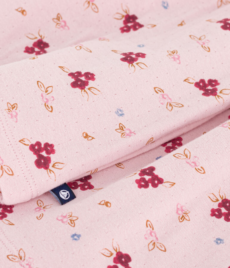 Vestido infantil de manga larga de algod&oacute;n rosa/multicolor