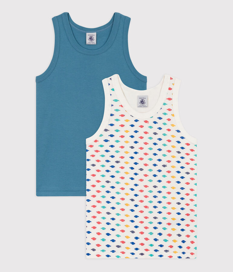Juego de 2 camisetas de tirantes de algod&oacute;n con animales marinos para ni&ntilde;o multicolor