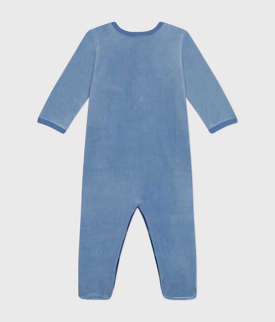 Pijama de terciopelo para bebé azul BEACH