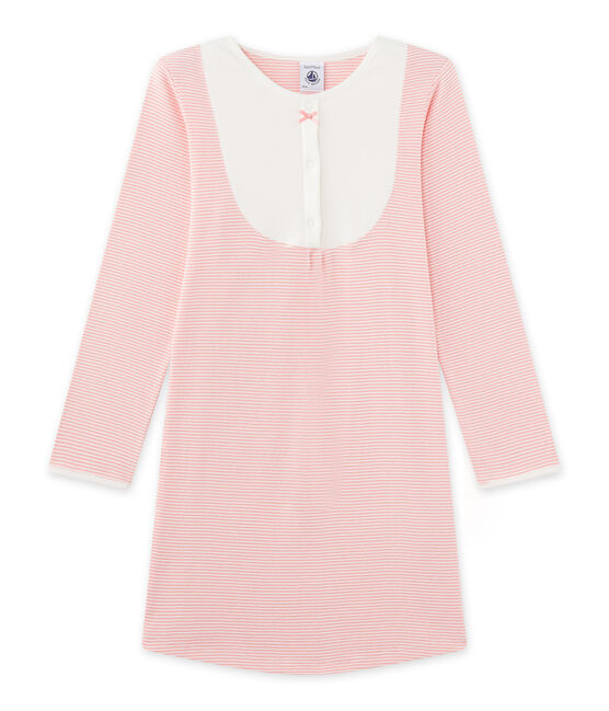 Camisón milrayas para niña rosa GRETEL/blanco LAIT