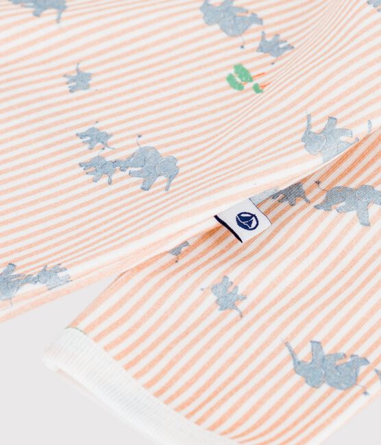 Pijama de algodón con estampado de elefantes para bebé blanco MARSHMALLOW/blanco MULTICO