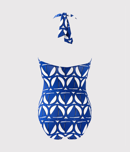 Bañador estampado de 1 pieza para mujer blanco MARSHMALLOW/azul PERSE/ MULTICO