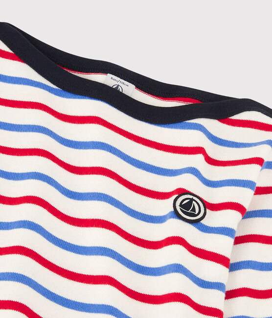 Marinera de algodón de niña / niño blanco MARSHMALLOW/rojo BRASIER/azul PEPS