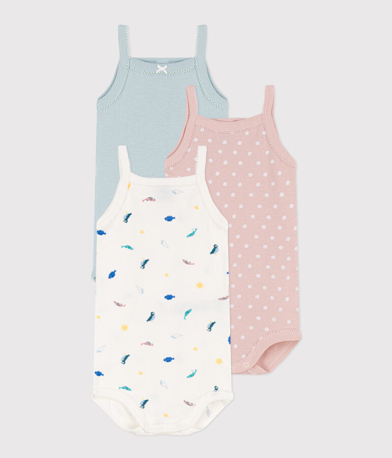 Juego de 3 bodis de tirantes de algod&oacute;n con animales marinos variante 1