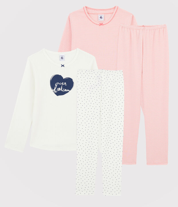 Par de pijamas para ni&ntilde;a de tejido acanalado multicolor