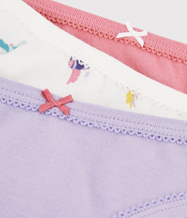 Juego de 3 braguitas con estampado de p&aacute;jaro de ni&ntilde;a peque&ntilde;a multicolor