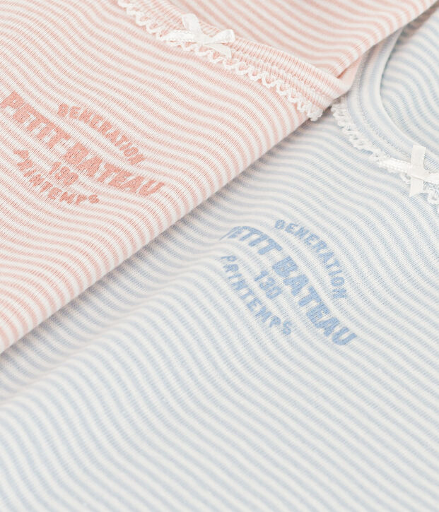 Juego de 2 camisetas de algod&oacute;n milrayas de manga corta para ni&ntilde;a multicolor