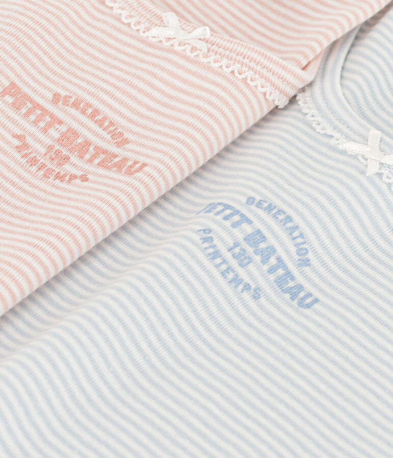 Juego de 2 camisetas de algod&oacute;n milrayas de manga corta para ni&ntilde;a multicolor