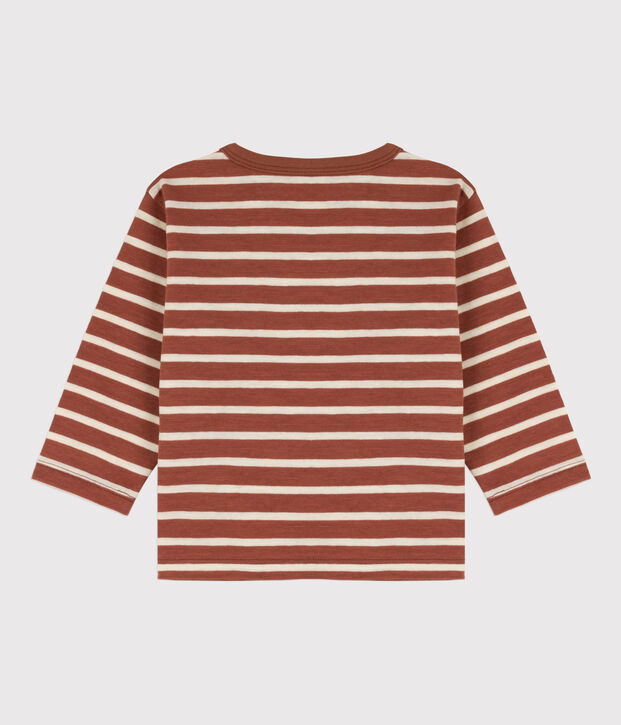 Camiseta de algod&oacute;n de manga larga para beb&eacute; marron/crudo
