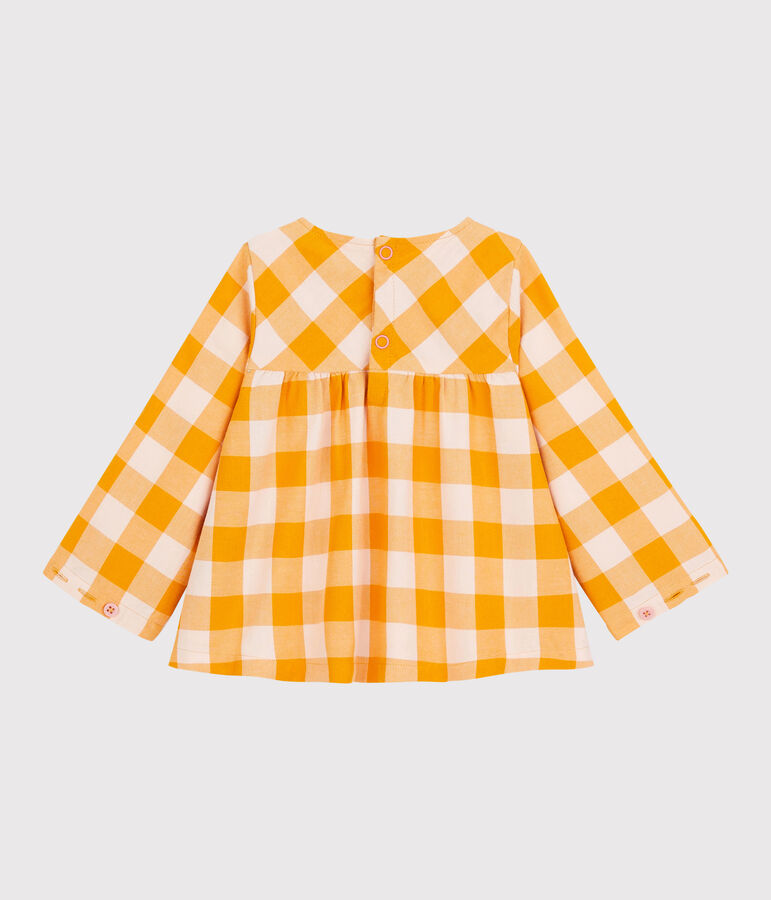 Blusa de franela de beb&eacute;. amarillo/rosa