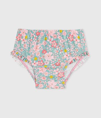 Braguita de ba&ntilde;o con volantes y estampado de flores para beb&eacute;