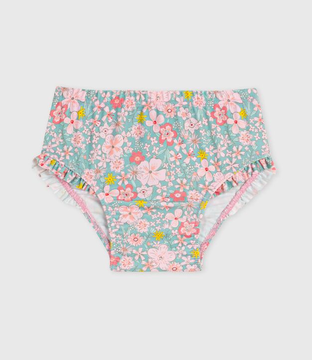 Braguita de ba&ntilde;o con volantes y estampado de flores para beb&eacute; azul/multicolor