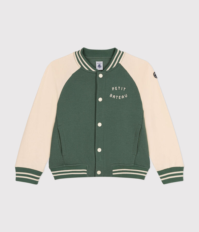 Chaqueta teddy de felpa para ni&ntilde;o verde/crudo