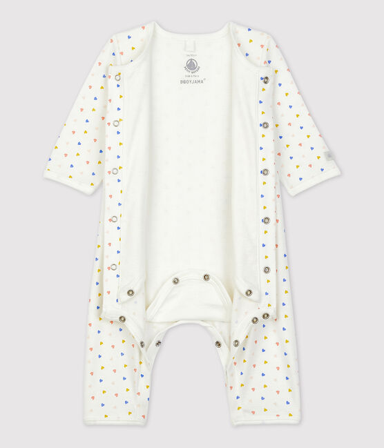 Bodyjama sin pies de algodón orgánico para bebé blanco MARSHMALLOW/blanco MULTICO