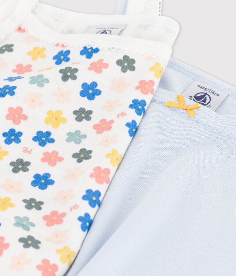 Juego de 2 camisas de tirantes de flores &laquo;retro&raquo; fosforescentes de algod&oacute;n de ni&ntilde;a multicolor