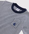 Camiseta de manga corta de algodón de niño azul SMOKING/blanco MARSHMALLOW