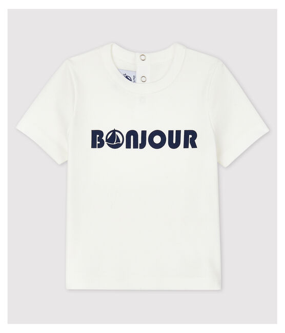 Camiseta de algodón para bebé. blanco MARSHMALLOW
