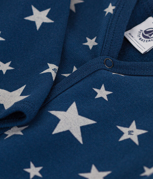 Pijama de felpa con estrellas fosforescentes para beb&eacute; azul/blanco