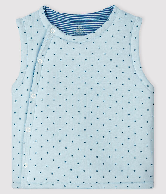 Chaleco reversible azul de punto acanalado enguatado para bebé niño azul FRAICHEUR/blanco MULTICO