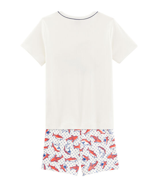 Pijama corto de punto para niño blanco MARSHMALLOW/blanco MULTICO