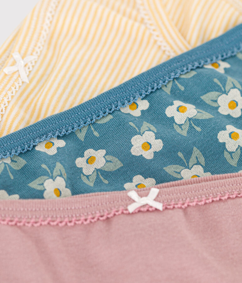 Juego de 3 braguitas de algod&oacute;n con flor para ni&ntilde;a multicolor