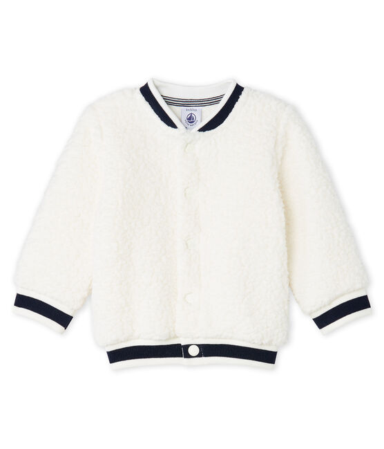 Cárdigan de sherpa de borreguillo para bebé unisex blanco MARSHMALLOW