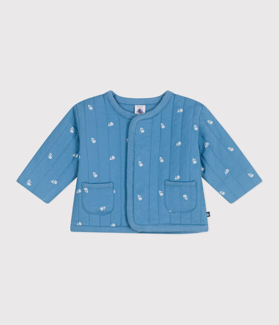 Chaqueta acolchada de algodón para bebé con estampado de florecitas azul ALASKA/blanco MARSHMALLOW