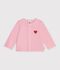 C&aacute;rdigan de algod&oacute;n liso con insignia de coraz&oacute;n para beb&eacute; rosa