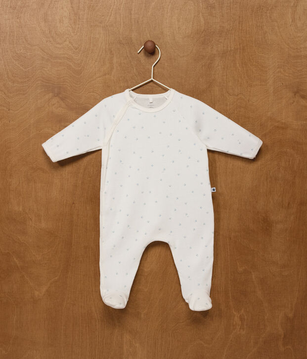Pijama de algod&oacute;n estampado para beb&eacute; blanco/azul