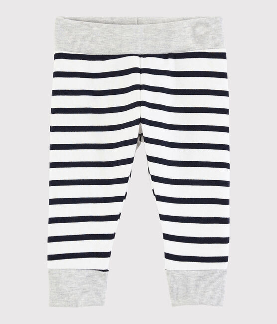 Pantalón a rayas para bebé niño blanco MARSHMALLOW/azul SMOKING