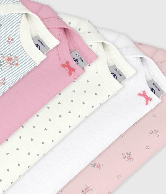 Juego de bodies de algodón de manga corta con estampado de flores para bebé variante 1