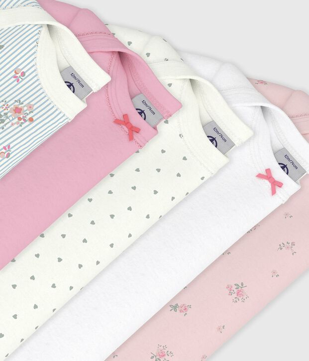 Juego de bodies de algod&oacute;n de manga corta con estampado de flores para beb&eacute; multicolor