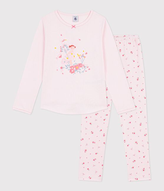 Pijama infantil de algodón con estampado de flores rosa BARELY/ MULTICO