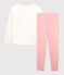Pijama de niña de terciopelo rosa CHARME/blanco MARSHMALLOW