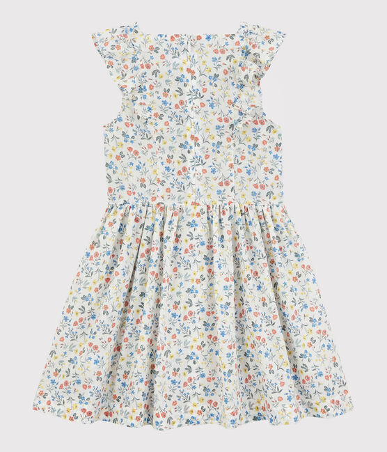 Vestido de manga corta de popelina de niña blanco MARSHMALLOW/blanco MULTICO