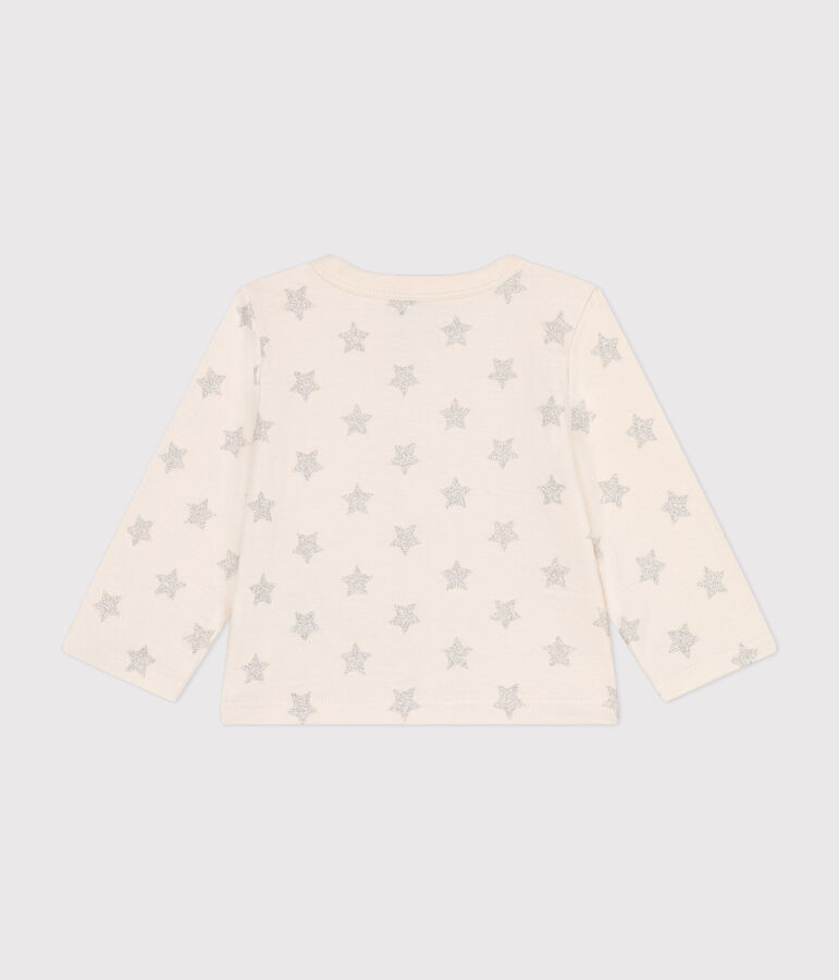 C&aacute;rdigan de t&uacute;bico con estampado de estrellas para beb&eacute; crudo/gris