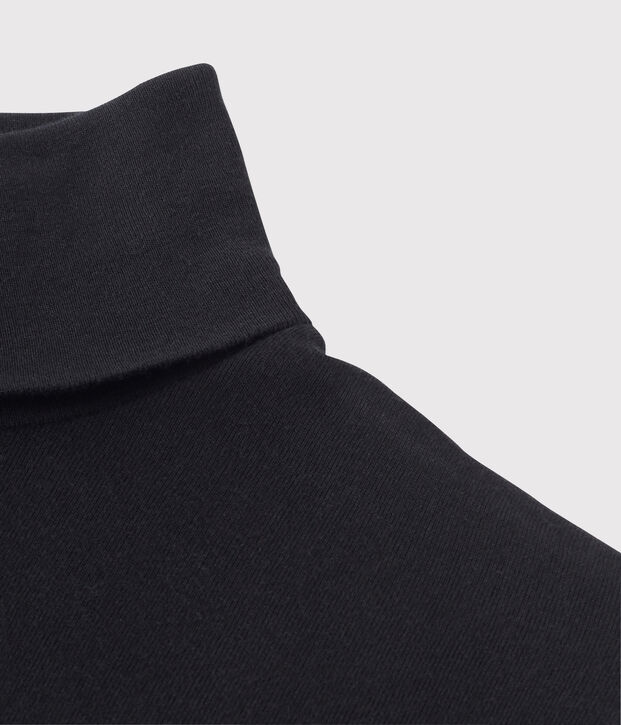Camiseta de cuello alto emblem&aacute;tica de algod&oacute;n de mujer negro