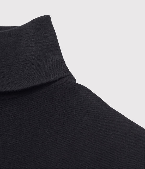 Camiseta de cuello alto emblemática de algodón de mujer negro NOIR