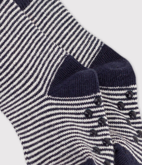 Par de calcetines antideslizantes para bebé azul SMOKING/blanco MARSHMALLOW