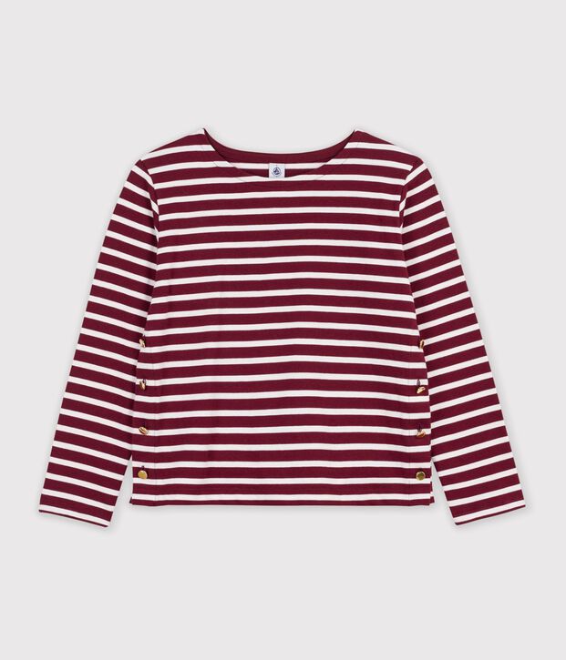 Marinera de algod&oacute;n para mujer rojo/blanco