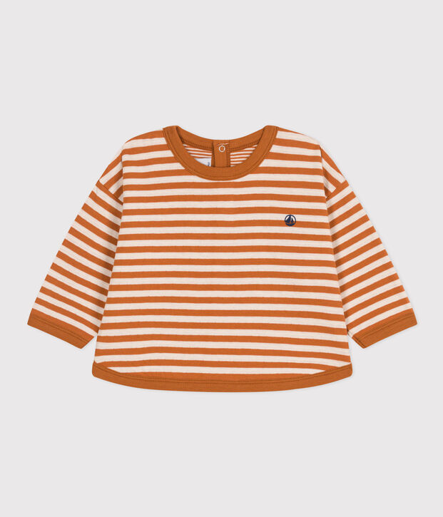 Camiseta de manga larga de t&uacute;bico para beb&eacute; marron/crudo