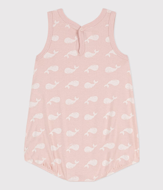 Mono corto de algodón con ballenas rosas para bebé SALINE/ MARSHMALLOW
