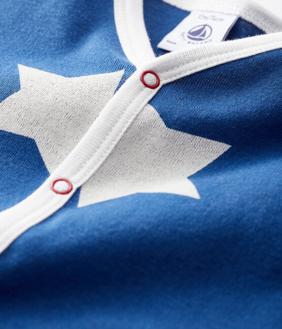 Pijama de punto acanalado azul con estrellas grandes para bebé azul MAJOR/blanco MARSHMALLOW