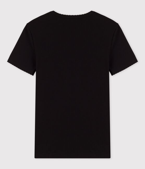 Camiseta L'ICONIQUE de punto «cocotte» de algodón para mujer negro NOIR