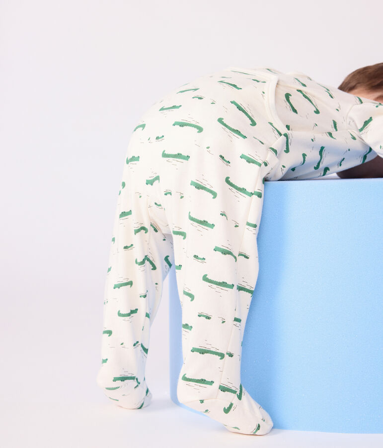 Pijama de felpa cepillada con abertura en la espalda y estampado de cocodrilo para beb&eacute; MILK/ MULTICO