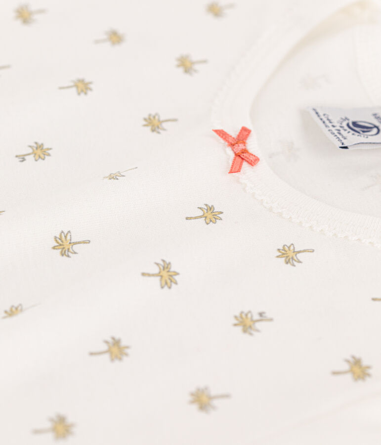 Camis&oacute;n de algod&oacute;n con palmeras para ni&ntilde;a blanco MARSHMALLOW/blanco MULTICO