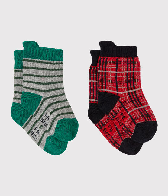 Lote de 2 pares de calcetines para bebé niño rojo TERKUIT