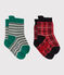 Lote de 2 pares de calcetines para bebé niño rojo TERKUIT