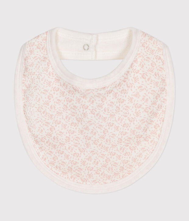 Babero de algod&oacute;n estampado para beb&eacute; blanco/rosa